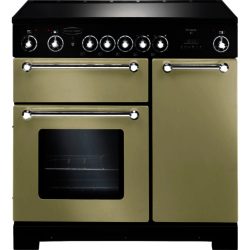 Rangemaster Kitchener 90cm Electric Ceramic 79280 Range Cooker in Cream with Chrome trim and Ceramic Hob